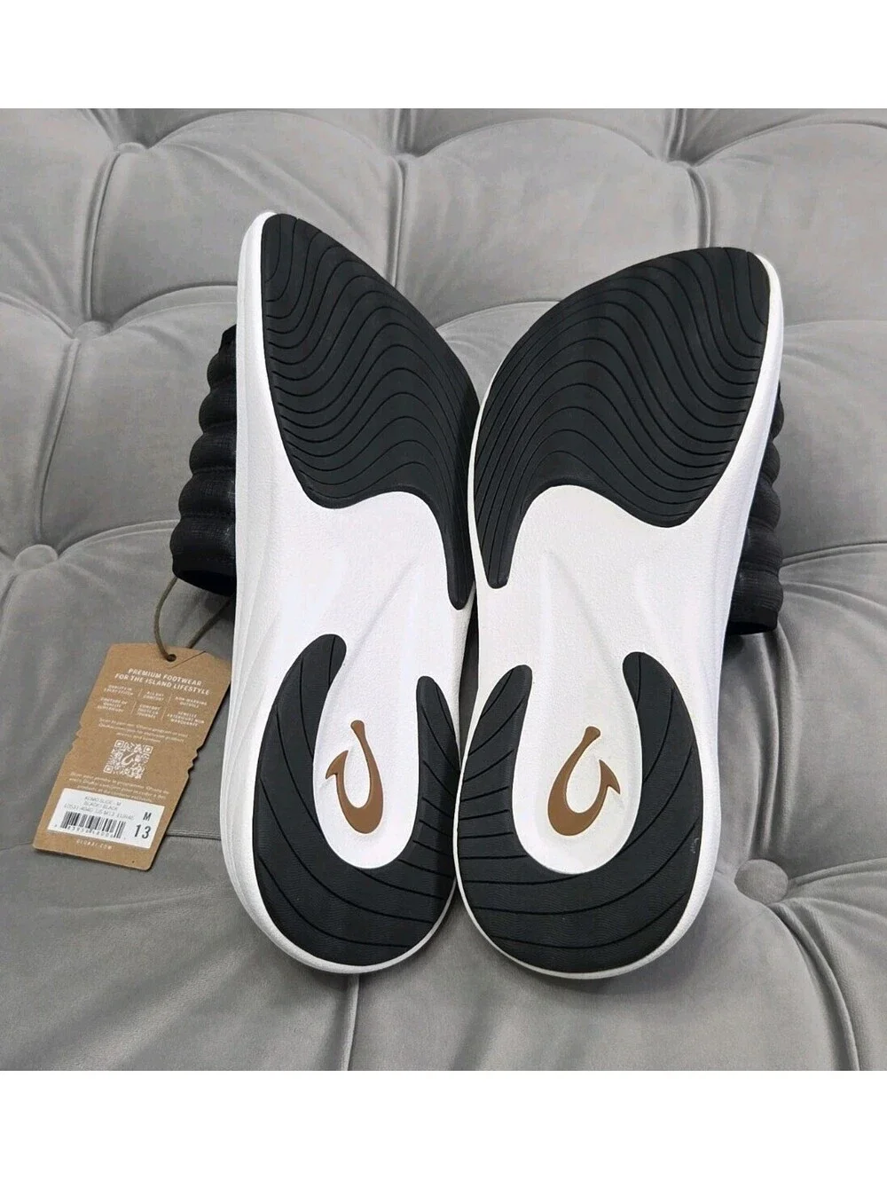 OluKai Komo Slide Black Waterproof Comfort Sandals Flats Mens Shoes 13 New $99